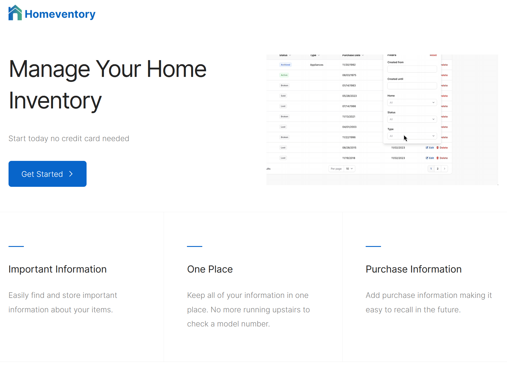 Homeventory screenshot