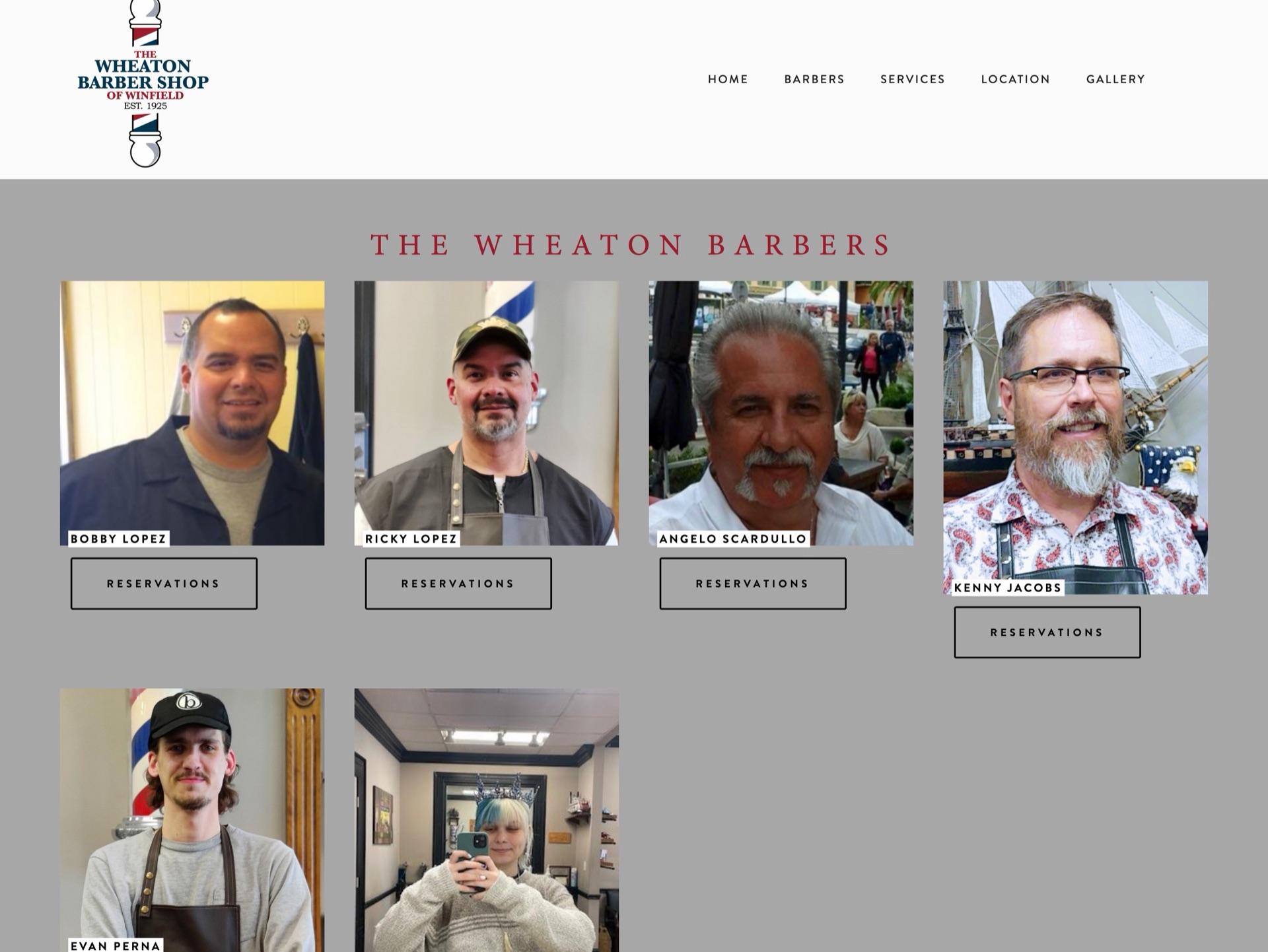 The barber shop's previous website